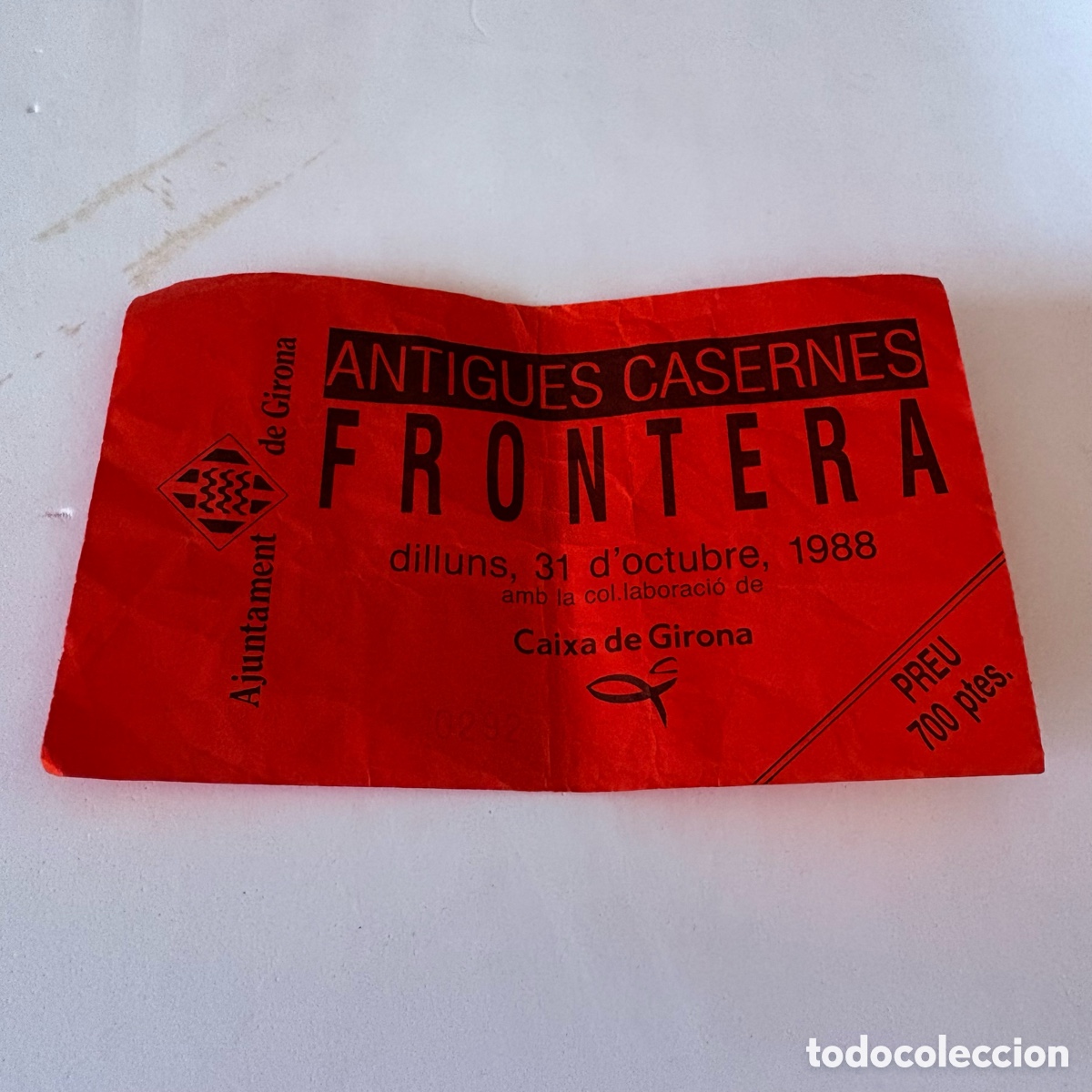 Entradas antiguas de conciertos: Entrada concierto la Frontera Girona 31 octubre 1988