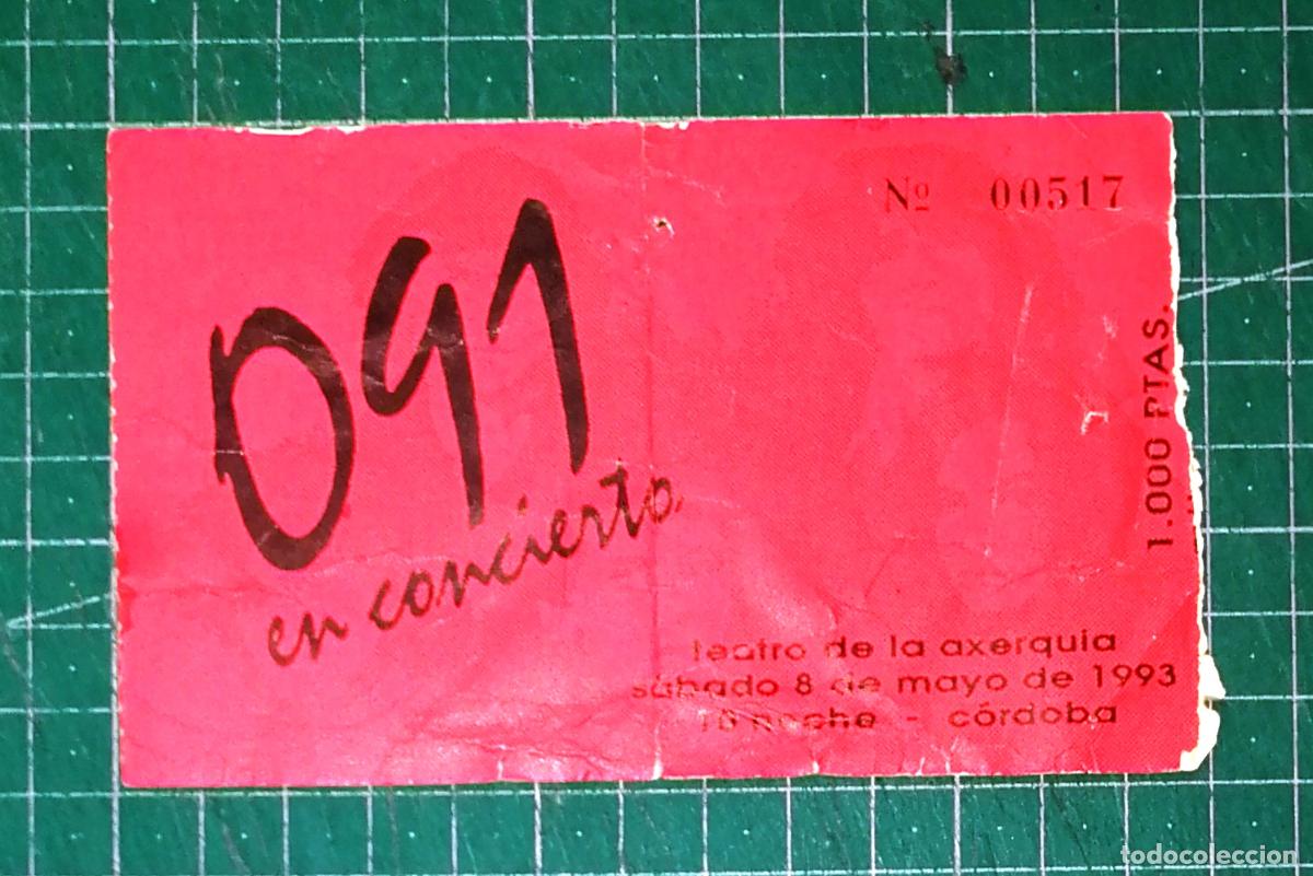 Entradas antiguas de conciertos: ENTRADA CONCIERTO. 091 EN CONCIERTO. TEATRO DE LA AXERQU&Iacute;A, C&Oacute;RDOBA. 8 mayo 1993. CERO