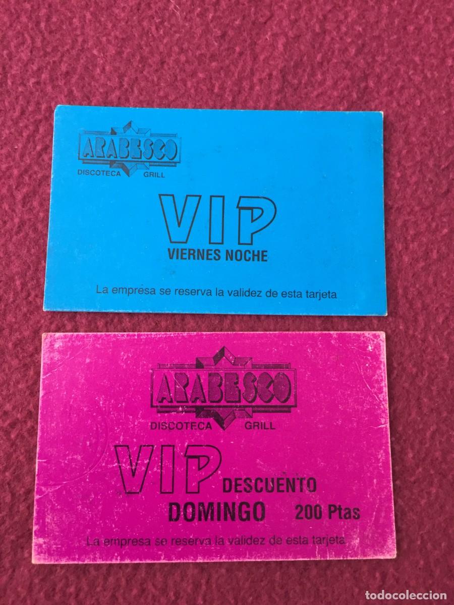 Entradas antiguas de conciertos: 2 FLYER INVITACION ENTRADA DISCOTECA ARABESCO VIERNES Y DOMINGO -RUTA BAKALAO - DESTROY - VALENCIA