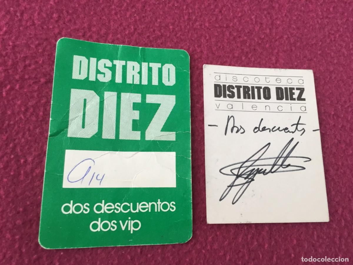 Entradas antiguas de conciertos: 2 FLYER INVITACION DESCUENTO ENTRADA DISCOTECA DISTRITO 10 - VALENCIA A&Ntilde;OS 90 - RUTA BAKALAO