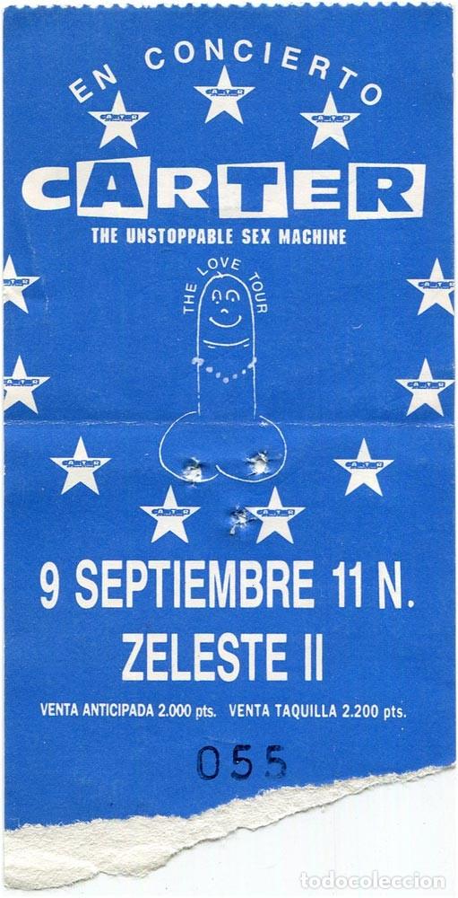 Entradas antiguas de conciertos: Carter, The Unstoppable Sex Machine - en concierto - Ticket entrada - Sala Zeleste II Barcelona