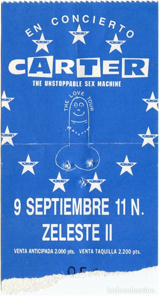Entradas antiguas de conciertos: Carter, The Unstoppable Sex Machine - en concierto - Ticket entrada - Sala Zeleste II Barcelona