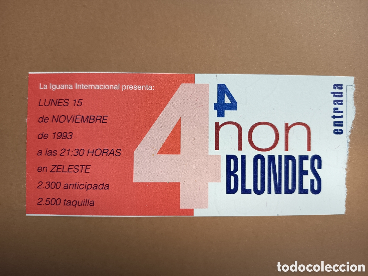 Entradas antiguas de conciertos: Entrada original concierto 4 Non Blondes 1993 Barcelona ticket biglietto billet
