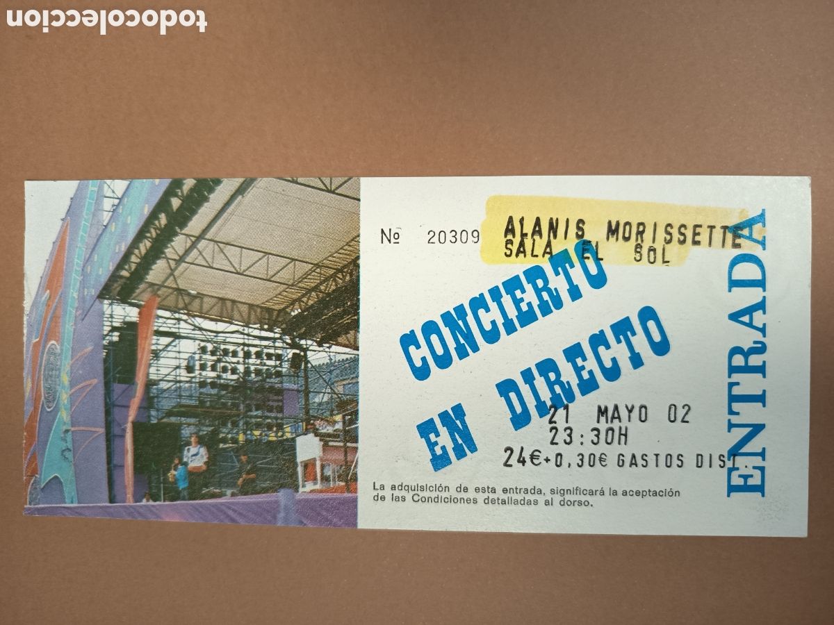 Entradas antiguas de conciertos: Entrada original concierto sorpresa Alanis Morissette 2002 Madrid ticket biglietto billet