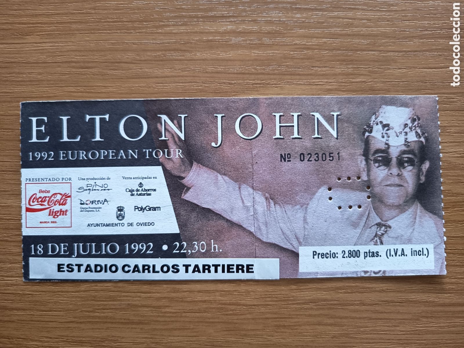 Entradas antiguas de conciertos: Entrada original concierto Elton John 1992 Oviedo (Espa&ntilde;a) ticket biglietto billet