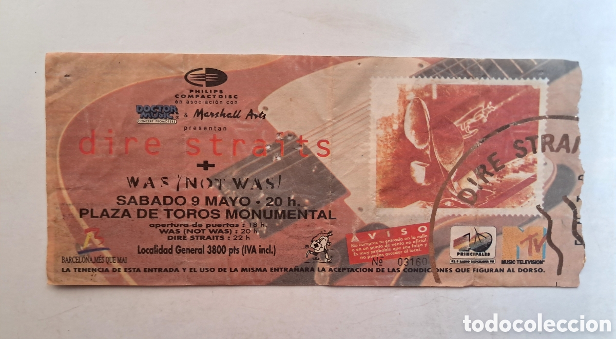 Entradas antiguas de conciertos: Entrada Dire straits 1992 vintage Monumental Barcelona