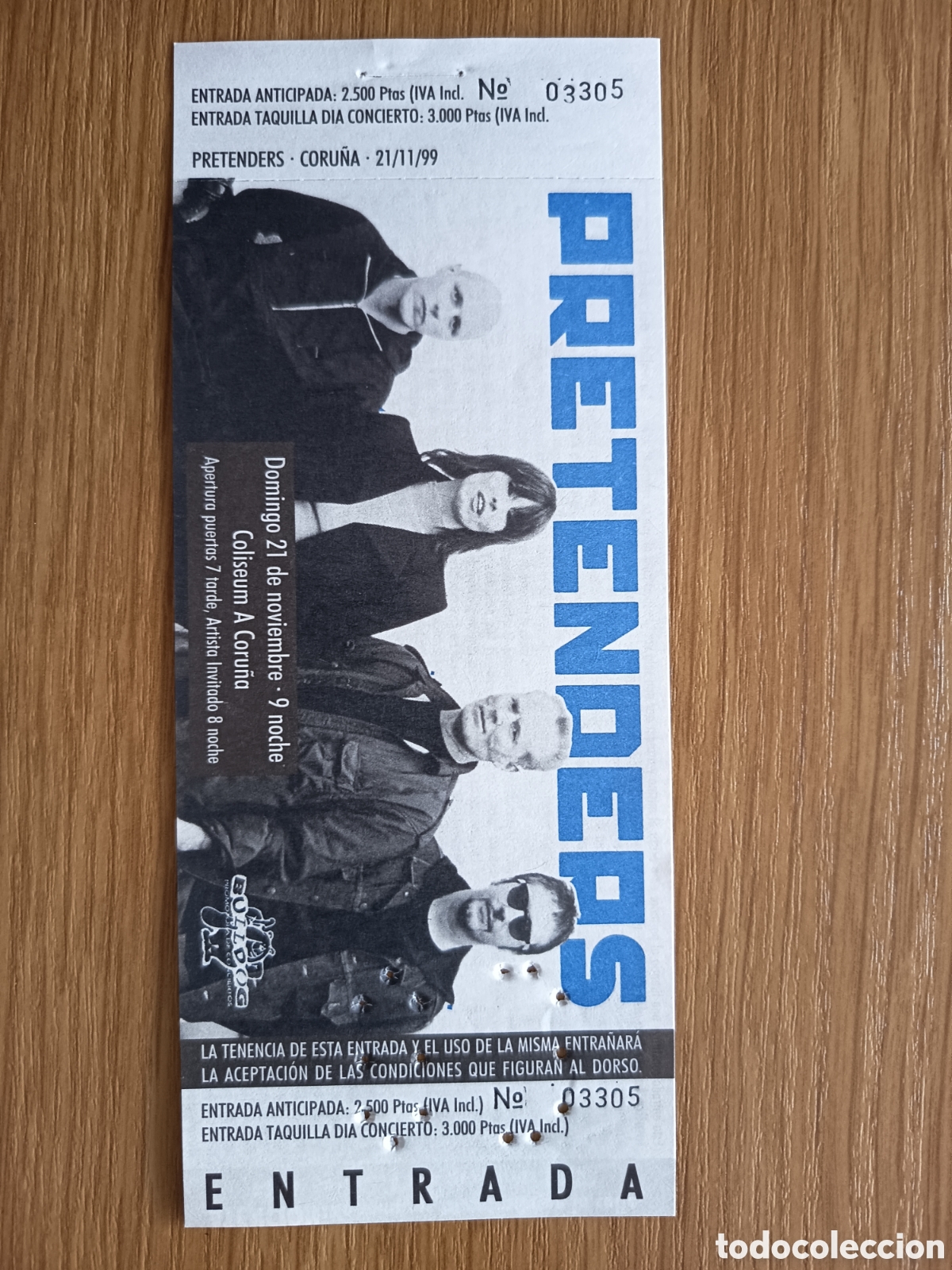 Entradas antiguas de conciertos: Entrada original concierto Pretenders 1999 A Coru&ntilde;a (Espa&ntilde;a) ticket biglietto billet