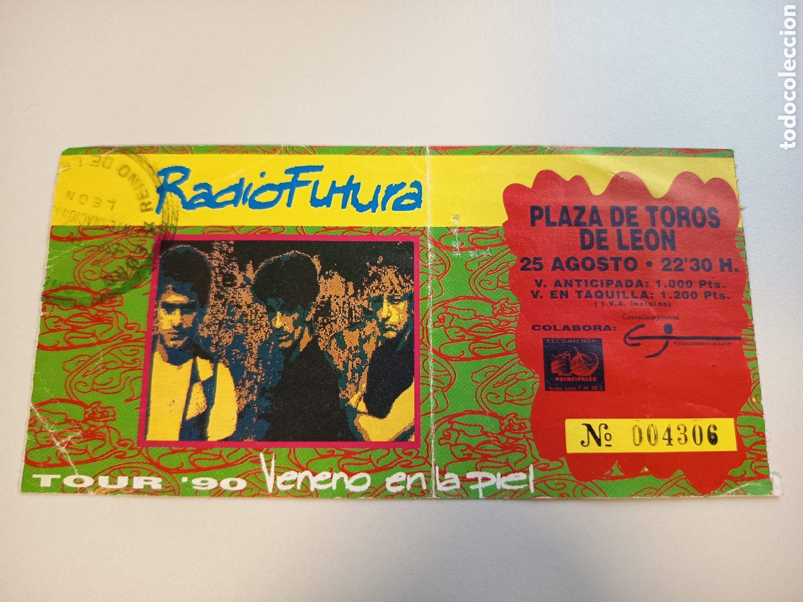 Entradas antiguas de conciertos: Entrada original concierto Radio Futura de 1990 Le&oacute;n (Espa&ntilde;a) ticket biglietto billet