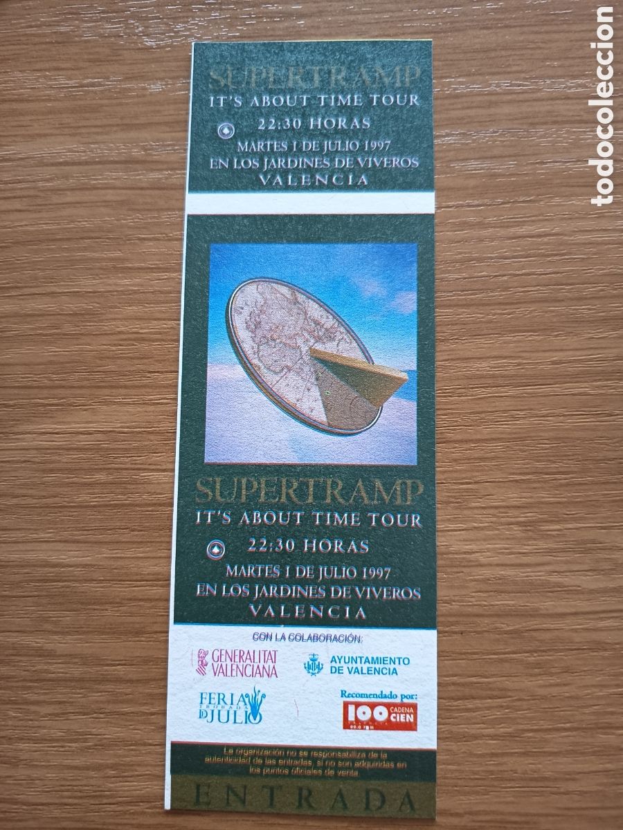Entradas antiguas de conciertos: Entrada original concierto Supertramp 1997 Valencia (Espa&ntilde;a) ticket biglietto billet