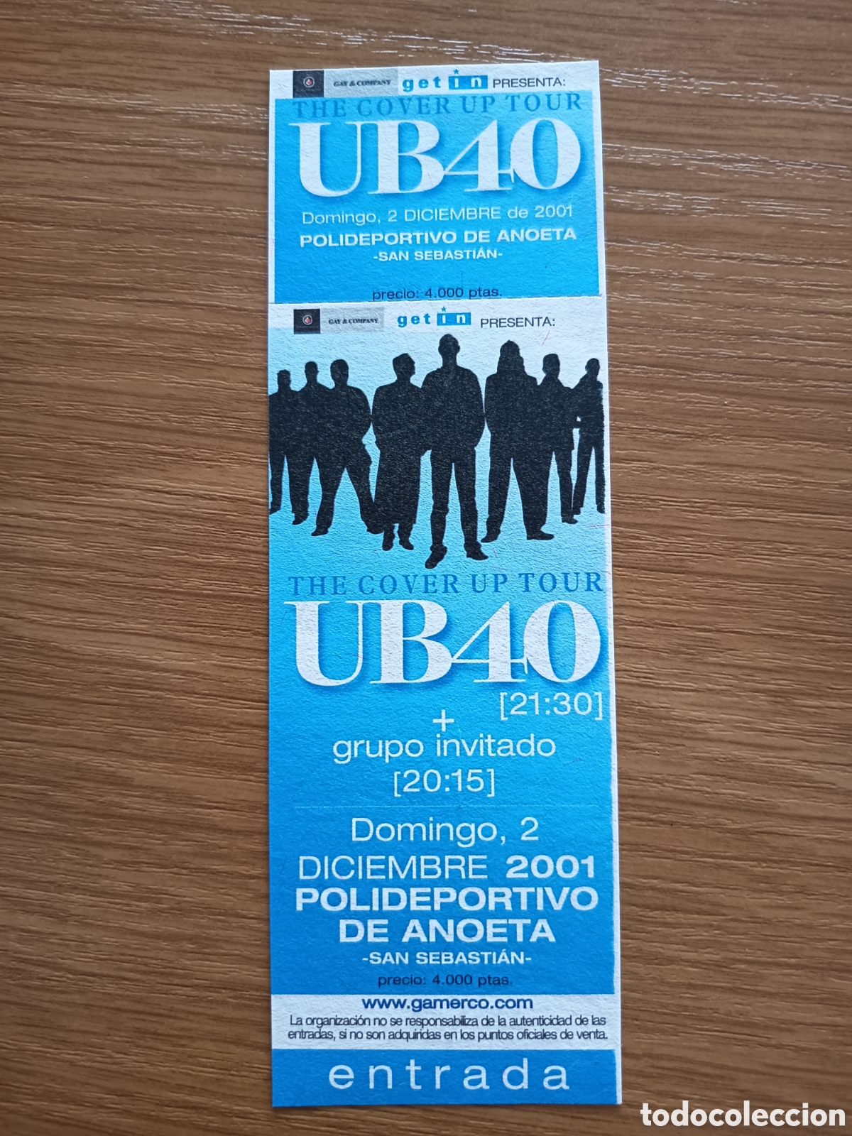 Entradas antiguas de conciertos: Entrada original concierto UB40 2001 San Sebasti&aacute;n (Espa&ntilde;a) ticket biglietto billet