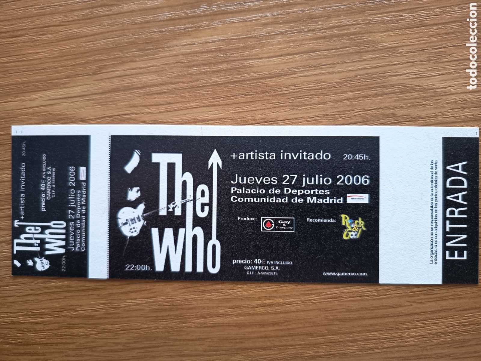 Entradas antiguas de conciertos: Entrada original concierto The Who 2006 Madrid (Espa&ntilde;a) ticket biglietto billet