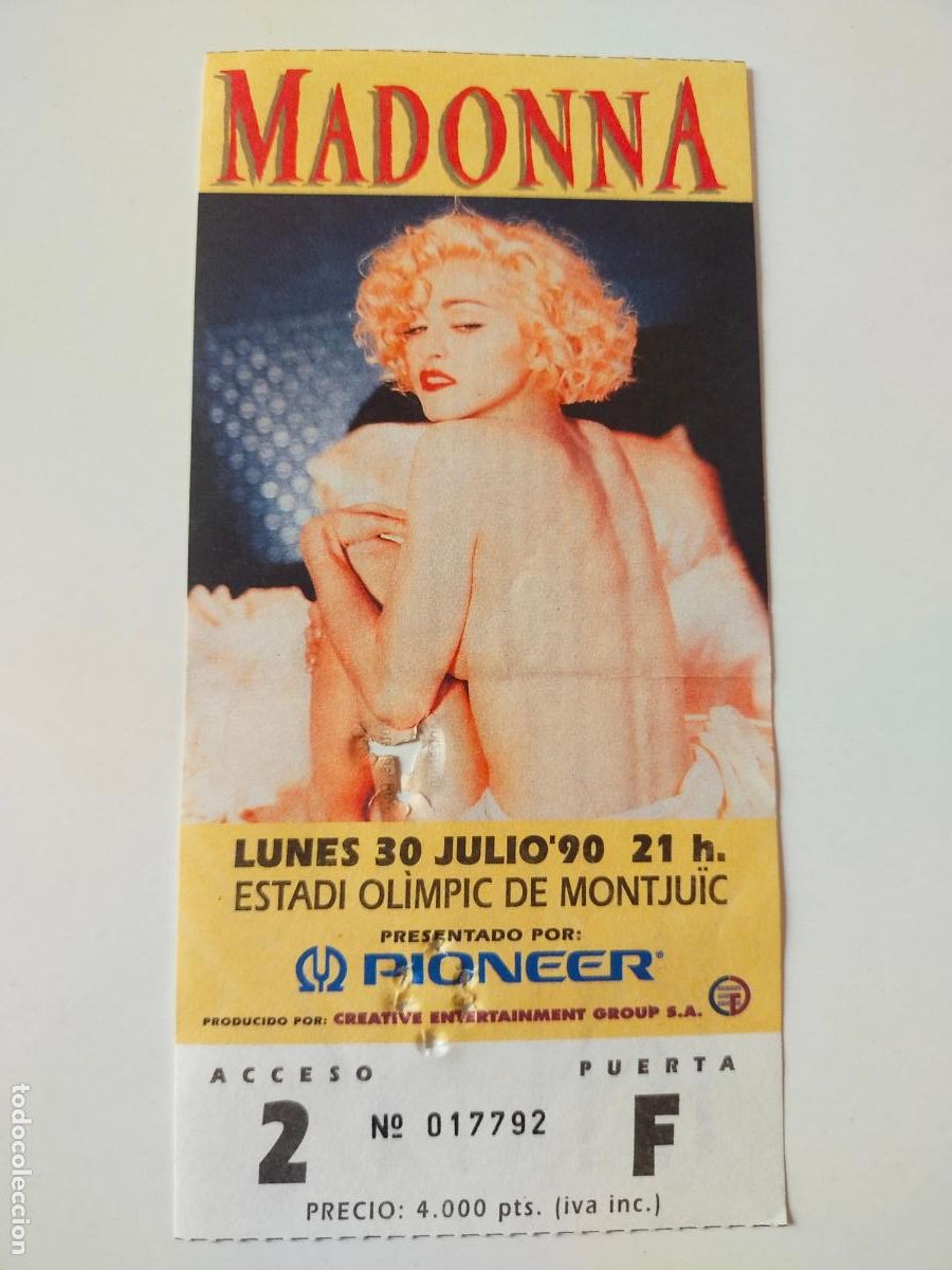 Entradas antiguas de conciertos: MADONNA- ENTRADA BARCELONA 1990- EXC. ESTADO.