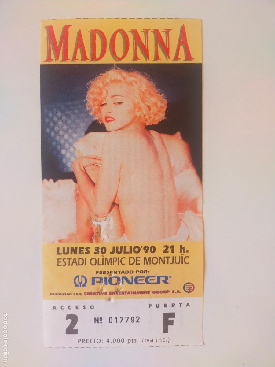 Entradas antiguas de conciertos: MADONNA- ENTRADA BARCELONA 1990- EXC. ESTADO.