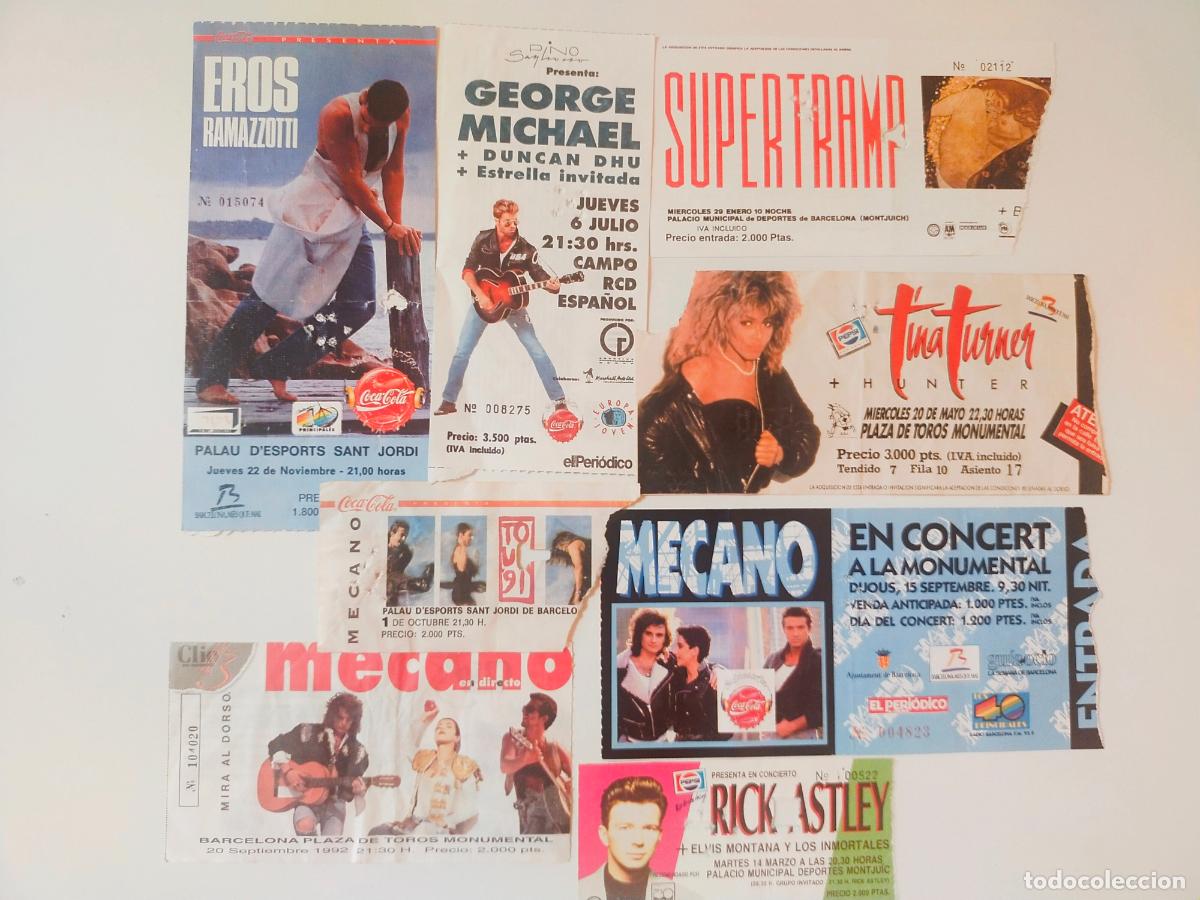 Entradas antiguas de conciertos: LOTE 8 ENTRADAS CONCIERTOS BARCELONA- MECANO-GEORGE MICHAEL-TINA TURNER,etc.