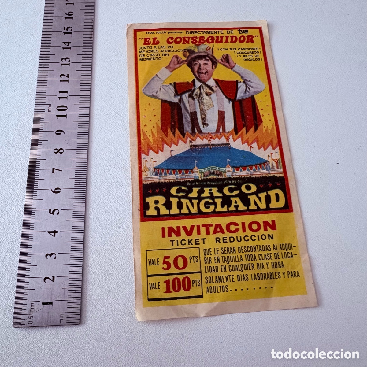 Entradas antiguas de conciertos: Invitaci&oacute;n programa circo Ringland el conseguidor Raluy 1979 Valencia