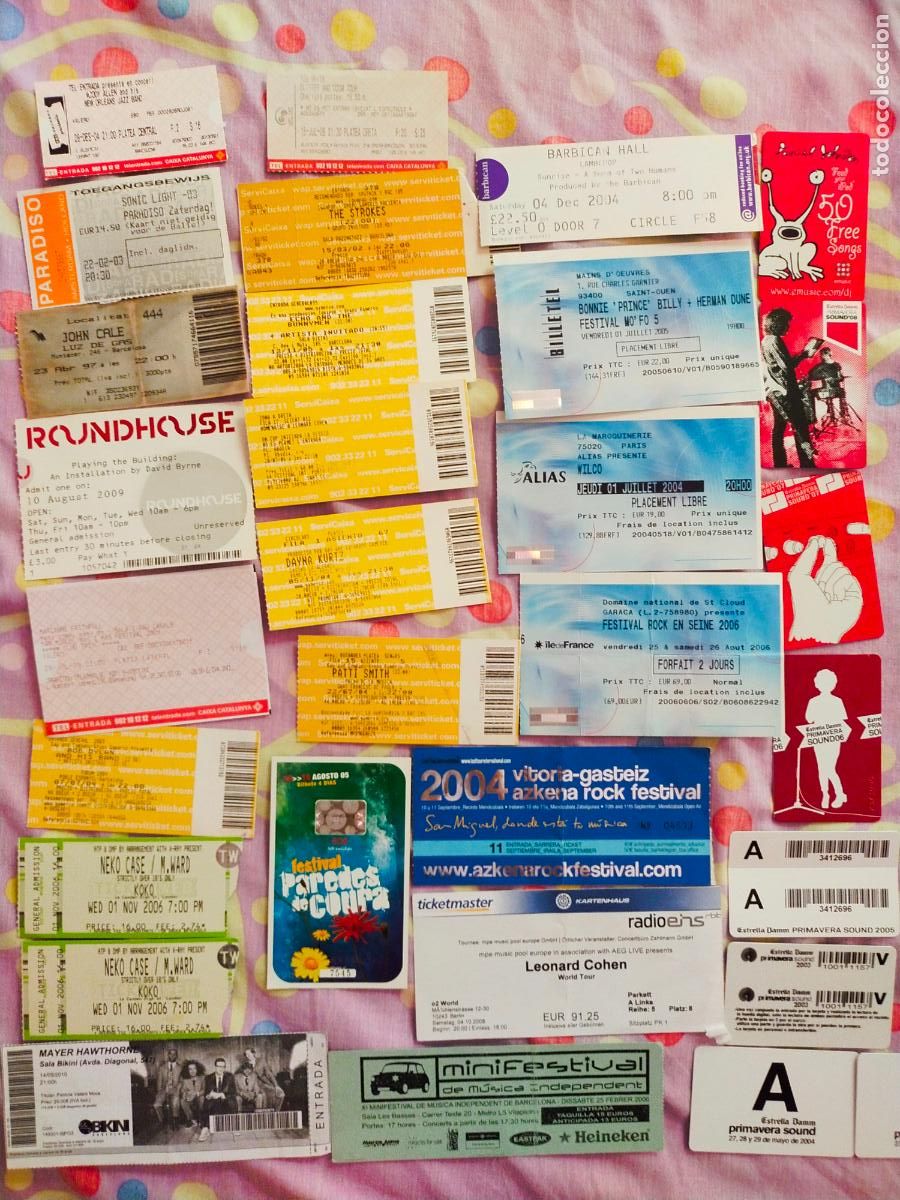 Entradas antiguas de conciertos: LOTE 23 ENTRADAS CONCIERTOS BARCELONA/EUROPA- LEONARD COHEN-BOB DYLAN-THE STROKES-PATTI SMITH, etc.-