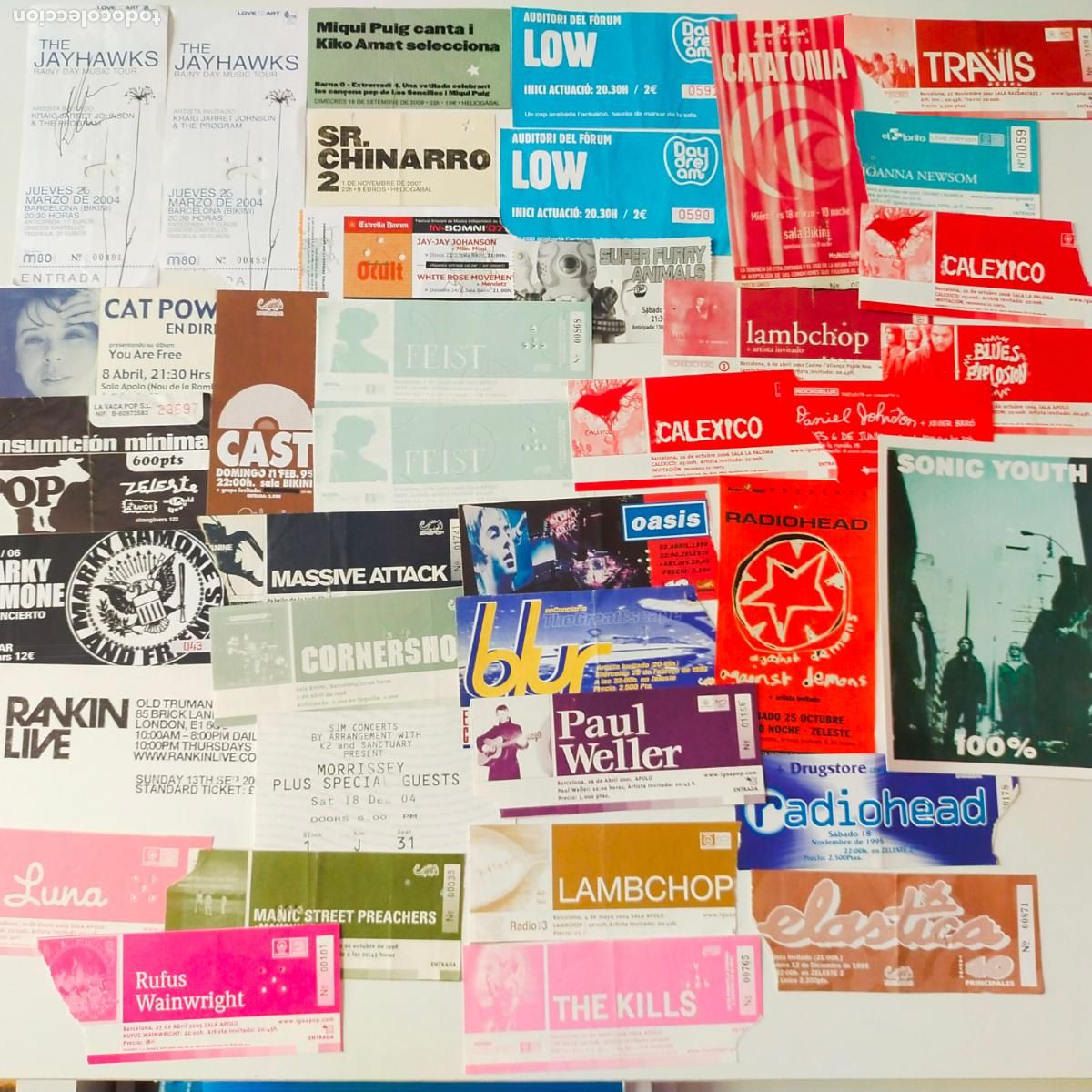 Entradas antiguas de conciertos: LOTE 37 ENTRADAS CONCIERTOS BARCELONA-OASIS-BLUR-RADIOHEAD-MORRISSEY-TRAVIS-PAUL WELLER, etc.
