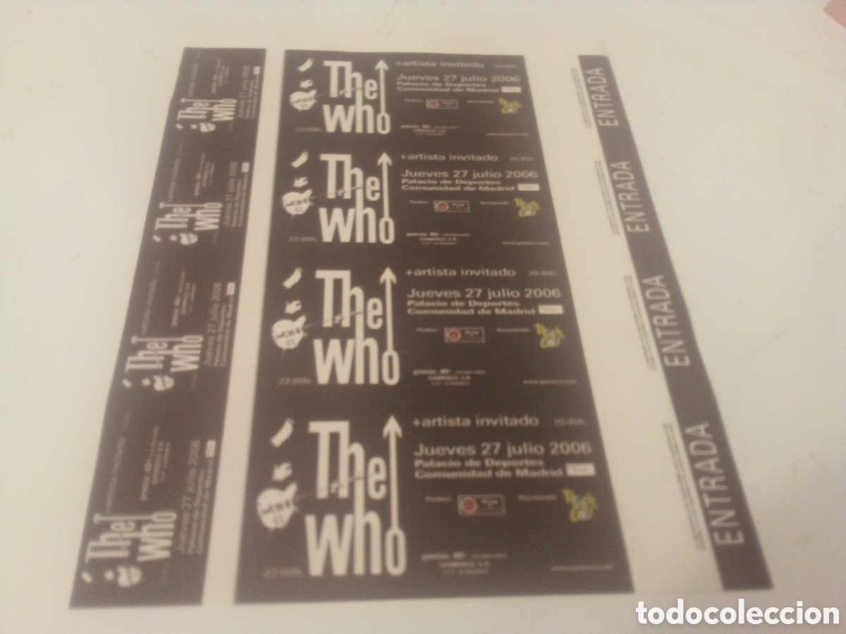 Entradas antiguas de conciertos: THE WHO set 4 entradas Madrid 2006 Pruebas del promotor sin numerar