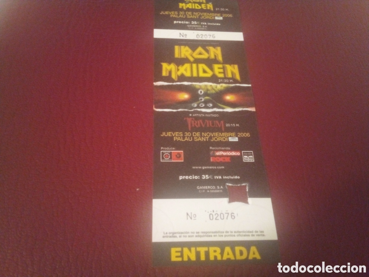 Entradas antiguas de conciertos: IRON MAIDEN entrada completa Barcelona 2006 TOUR 02076