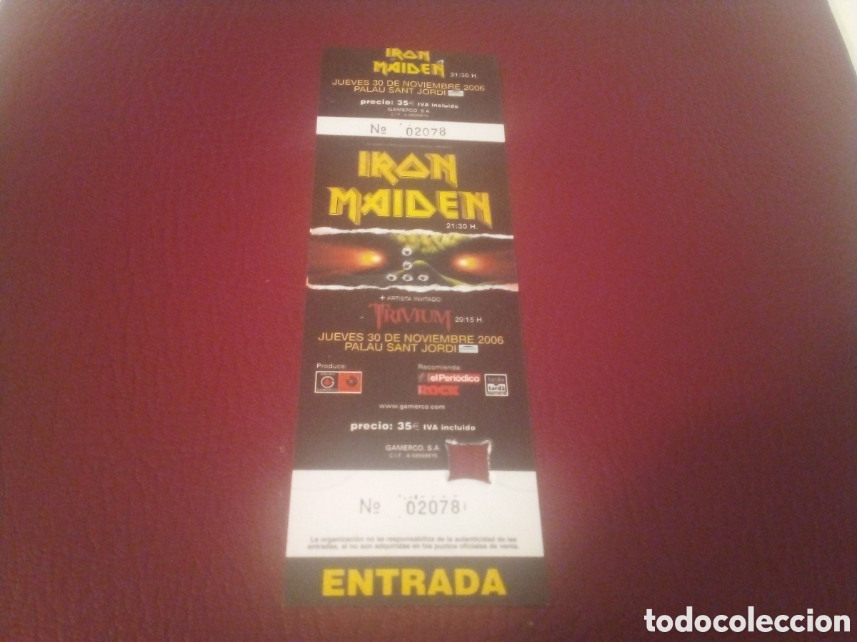 Entradas antiguas de conciertos: IRON MAIDEN entrada completa Barcelona 2006 TOUR 02078
