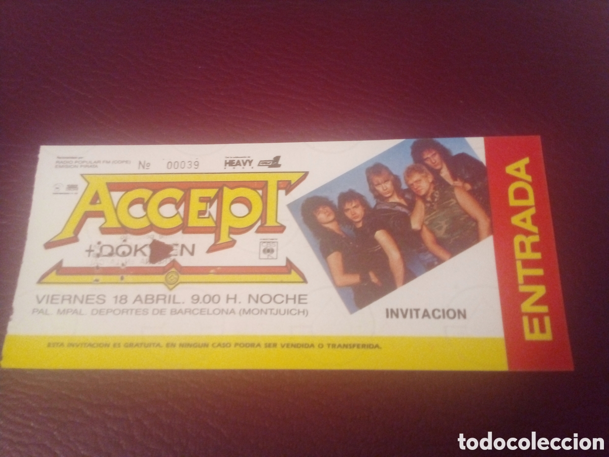 Entradas antiguas de conciertos: ACCEPT + DOKKEN entrada completa 1986 Barcelona 039