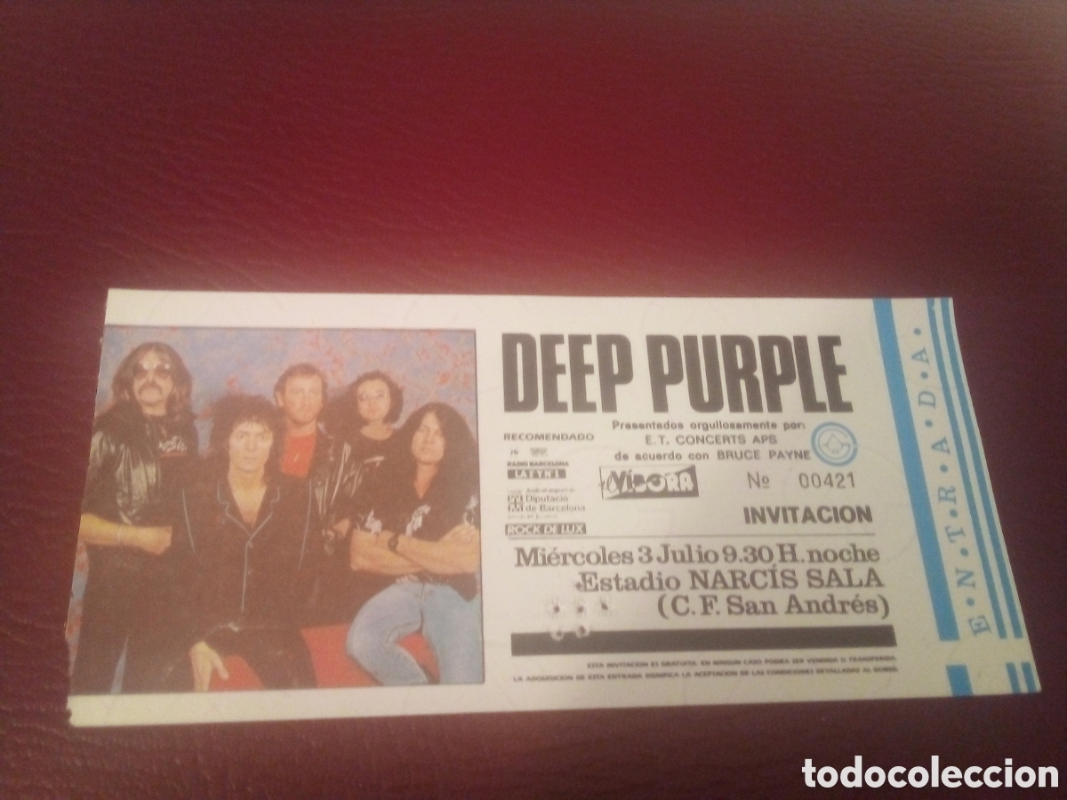 Entradas antiguas de conciertos: DEEP PURPLE entrada completa 1985 Barcelona 421