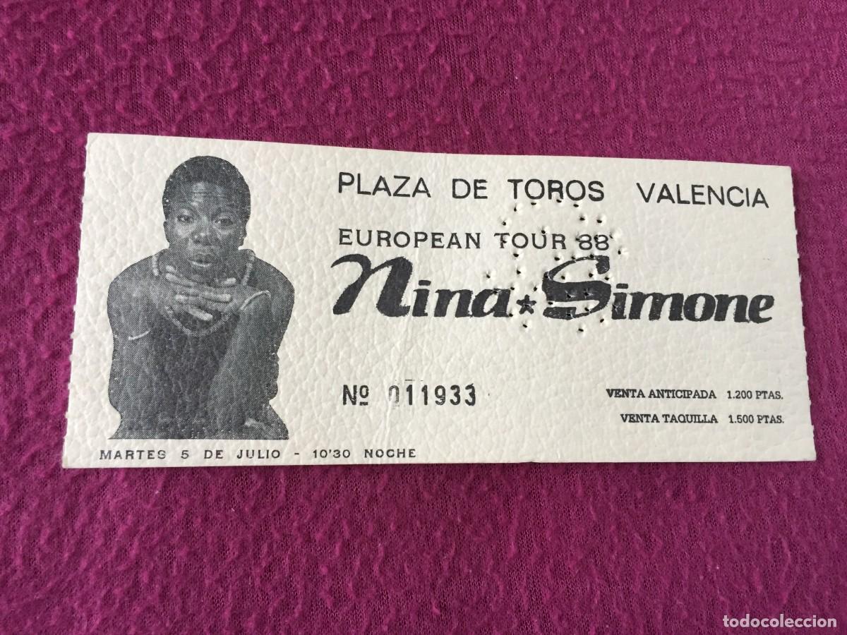 Entradas antiguas de conciertos: ENTRADA ORIGINAL CONCIERTO DE NINA SIMONE - 8/7/1988. VALENCIA - EUROPEAN TOUR - PLAZA DE TOROS