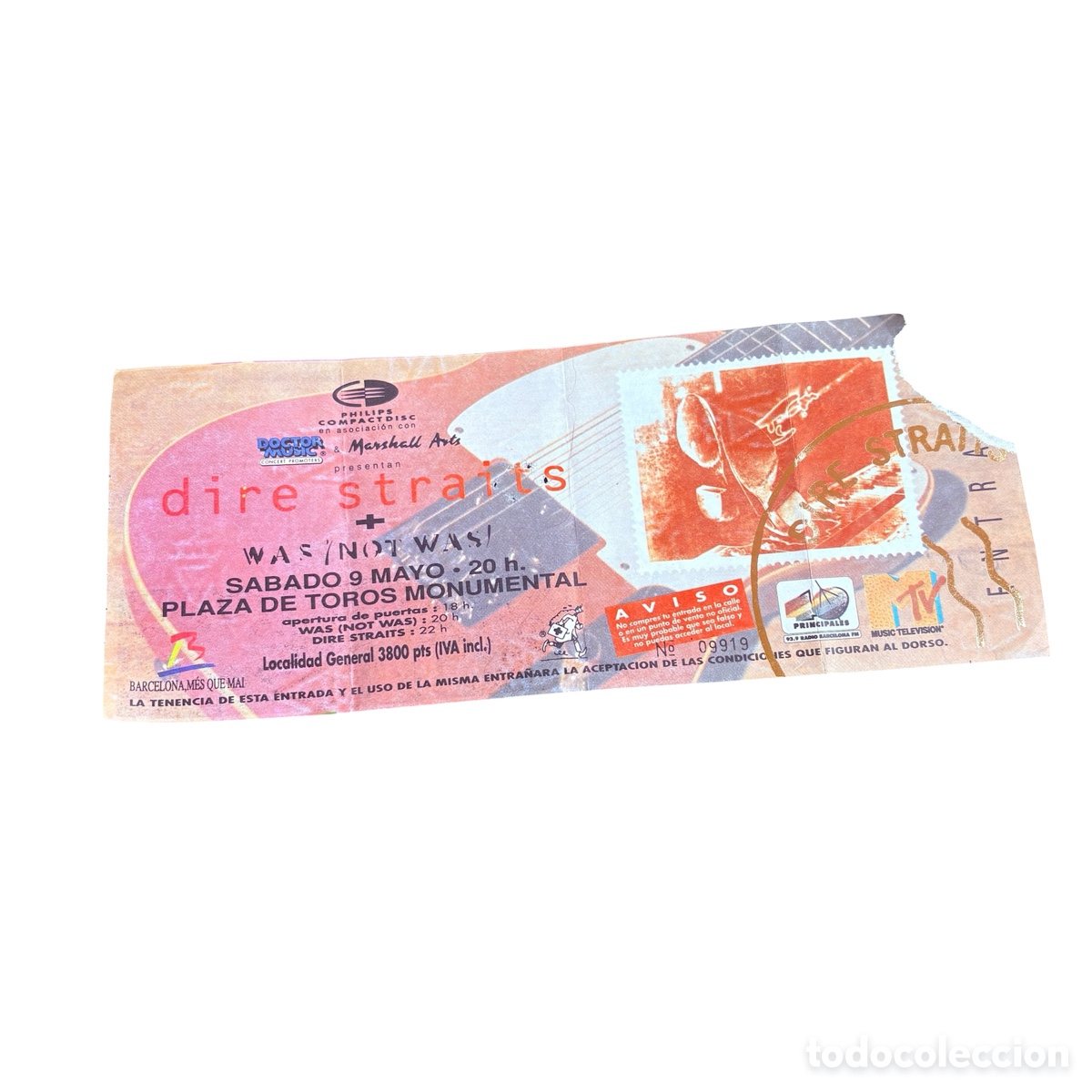 Entradas antiguas de conciertos: Entrada original concierto Dire Straits was not was plaza toros monumental barcelona 9 mayo 1992