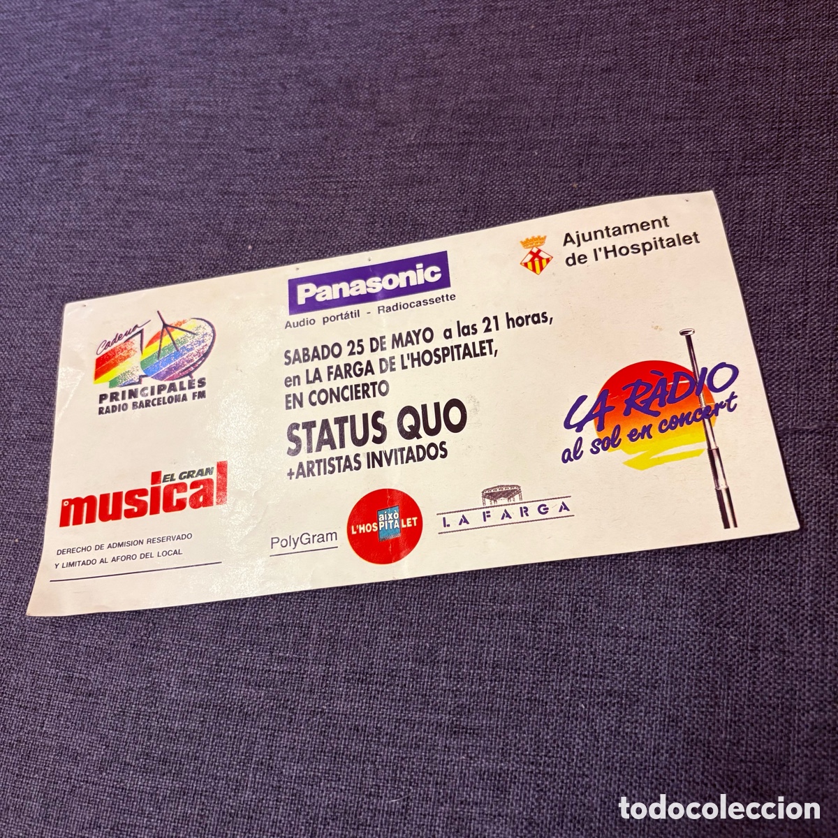 Entradas antiguas de conciertos: ENTRADA CONCIERTO STATUS QUO 25 DE MAYO DE 1991 LA FARGA L'HOSPITALET DE LLOBREGAT
