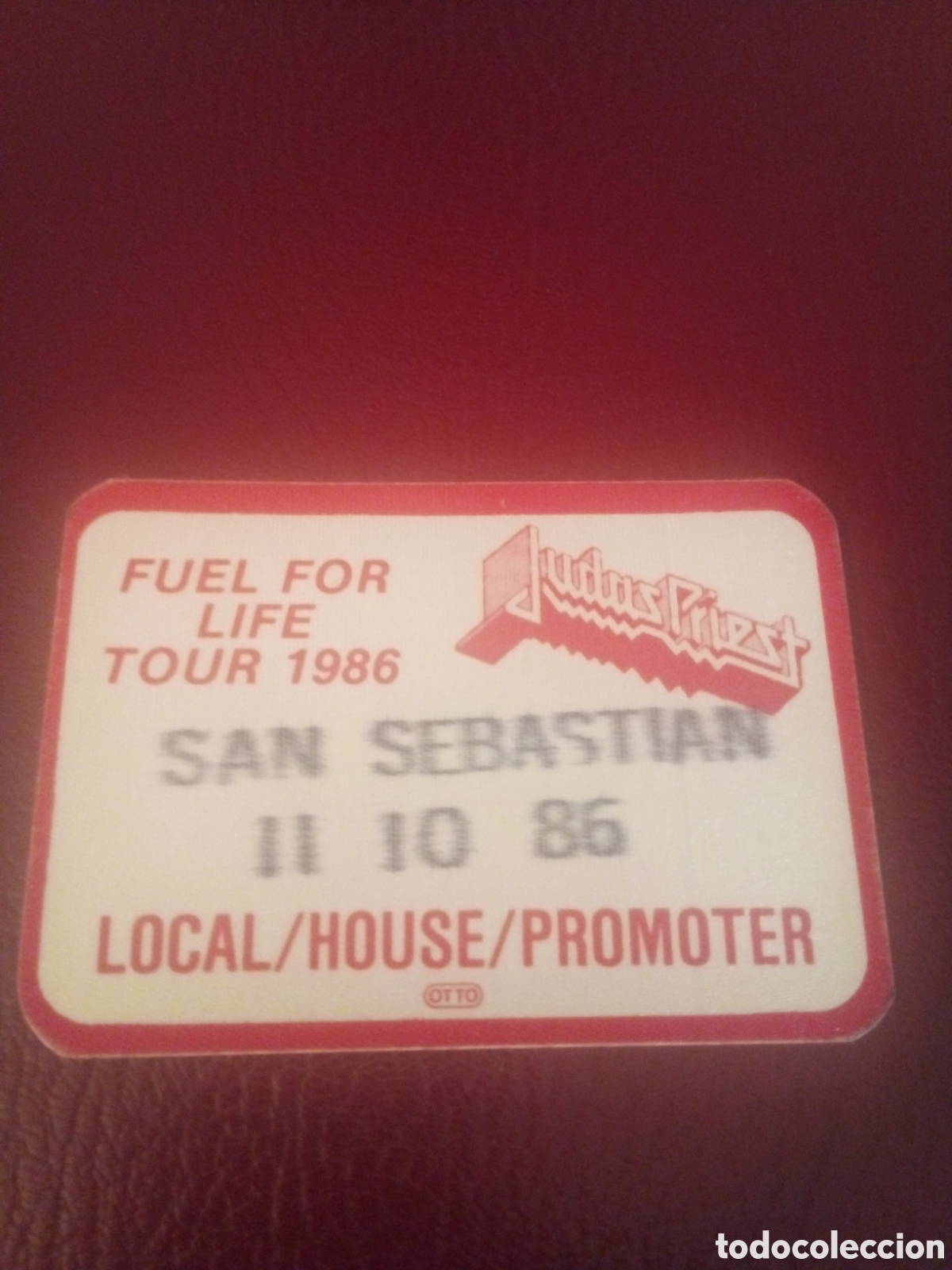 Entradas antiguas de conciertos: JUDAS PRIEST pase backstage 1986 San Sebasti&aacute;n Promoter