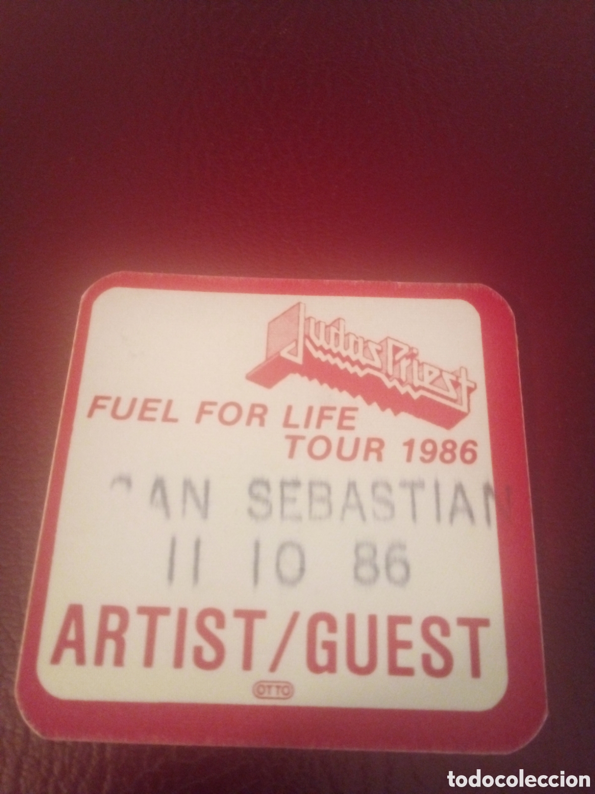 Entradas antiguas de conciertos: JUDAS PRIEST pase backstage 1986 San Sebasti&aacute;n Artist