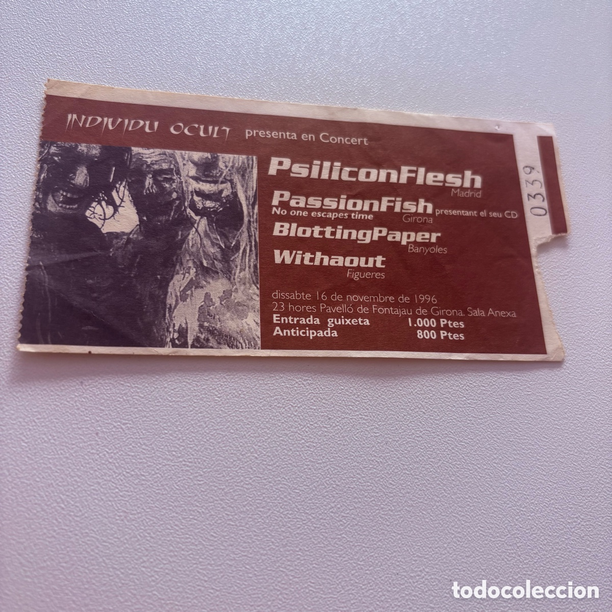 Entradas antiguas de conciertos: Entrada concierto psilicon flesh passion fish blotting paper without girona 1996
