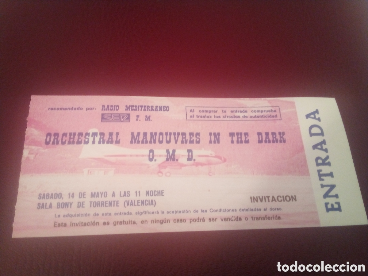 Entradas antiguas de conciertos: OMD Orchestral manouvres in the dark ENRRADA COMPLETA 1983 Valencia