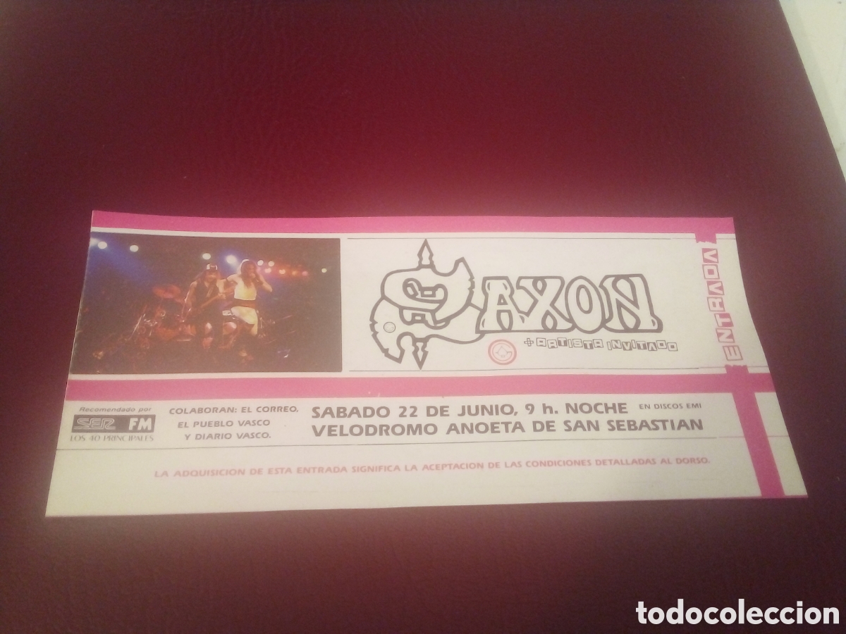 Entradas antiguas de conciertos: SAXON entrada completa 1985 San Sebasti&aacute;n