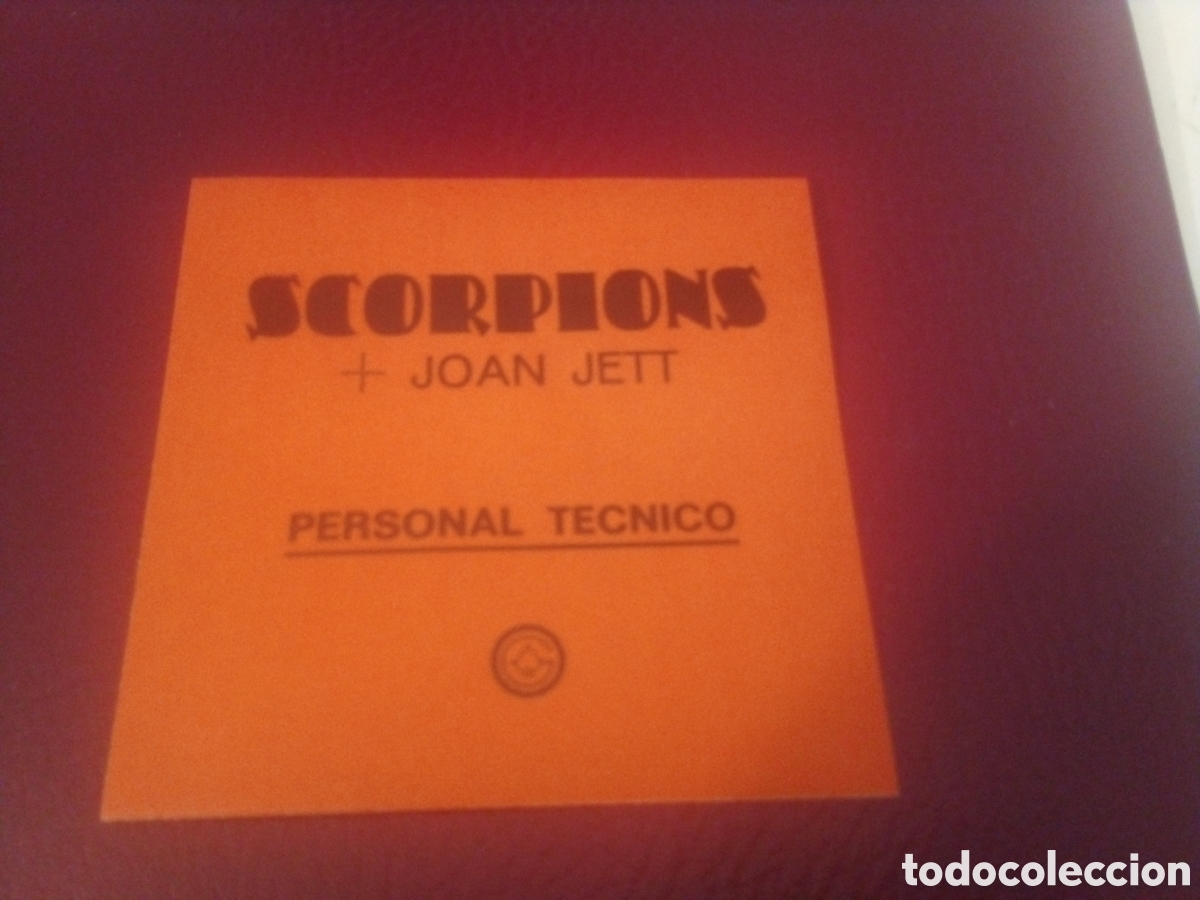 Entradas antiguas de conciertos: SCORPIONS + JOAN JETT pase backstage Espa&ntilde;a 1984 Personal t&eacute;cnico