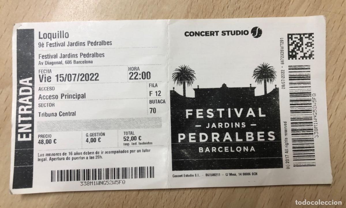 Entradas antiguas de conciertos: ENTRADA CONCIERTO LOQUILLO 9&eacute; FESTIVAL JARDINS PEDRALBES BARCELONA