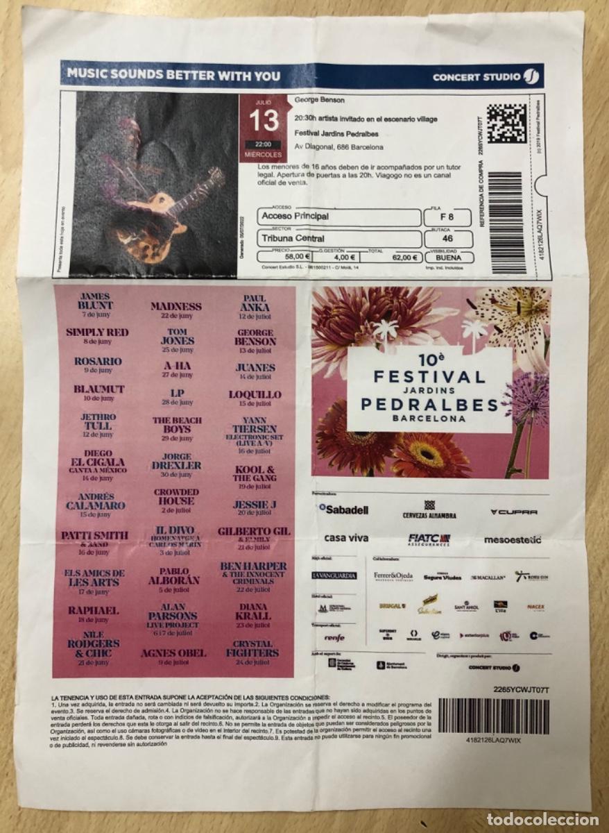 Entradas antiguas de conciertos: ENTRADA CONCIERTO GEORGE BENSON , 10&egrave; FESTIVAL JARDINS PEDRALBES BARCELONA
