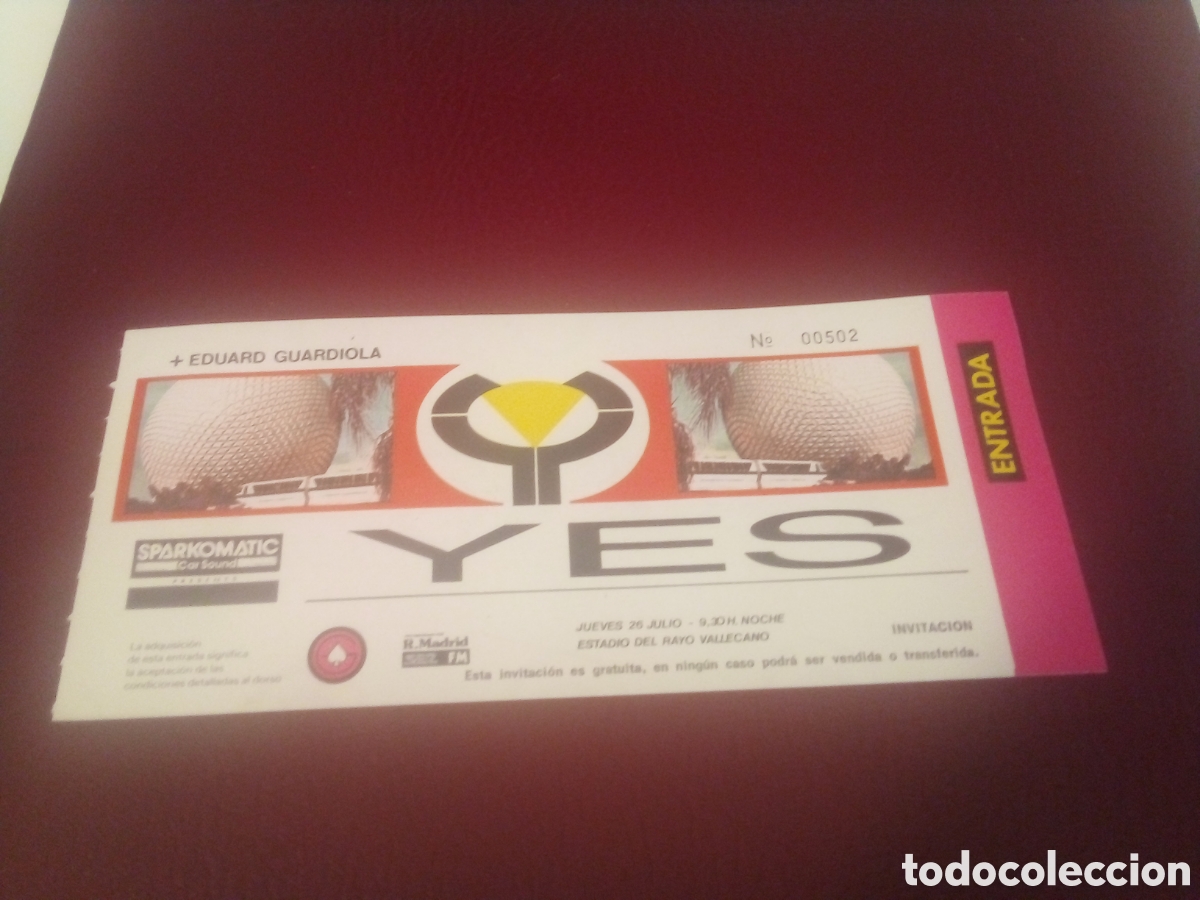 Entradas antiguas de conciertos: YES entrada completa 1984 Madrid 502