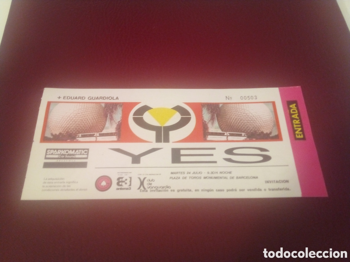 Entradas antiguas de conciertos: YES entrada completa Barcelona 1984 503
