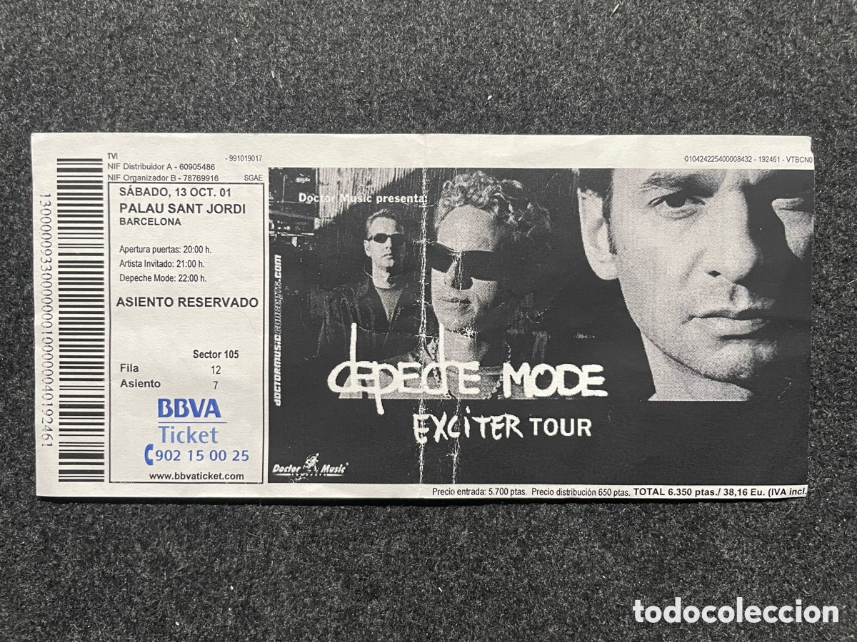 Entradas antiguas de conciertos: Entrada Depeche Mode Exciter Tour Barcelona 2001 Palau Sant Jordi
