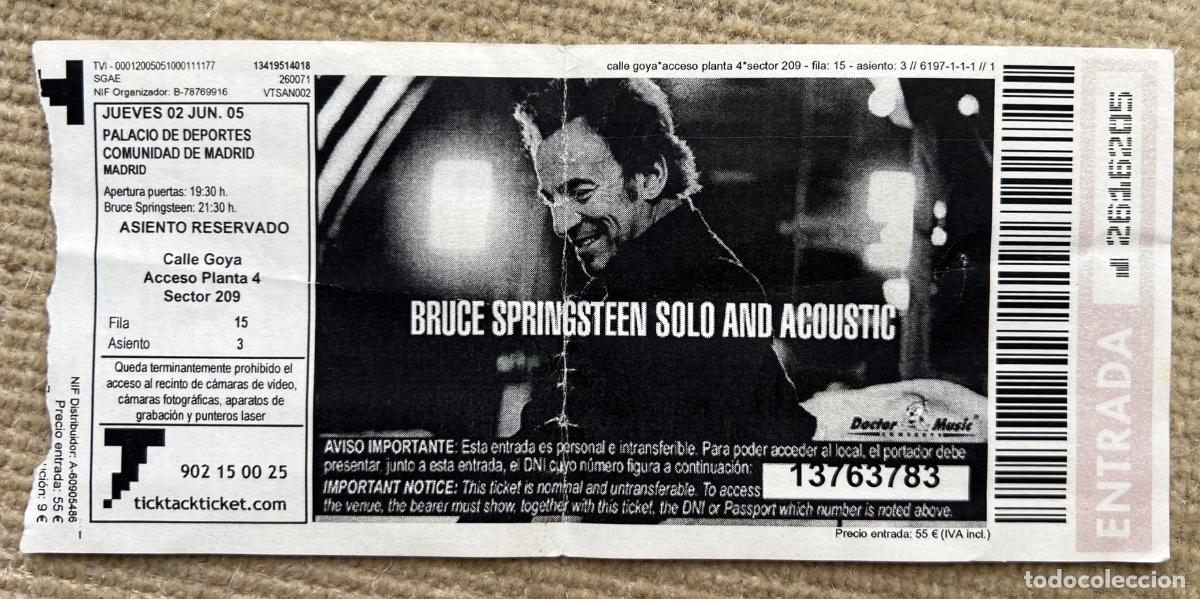 Entradas antiguas de conciertos: Entrada concierto Bruce Springsteen solo and acoustic - Palacio de Deportes (Madrid) 2005