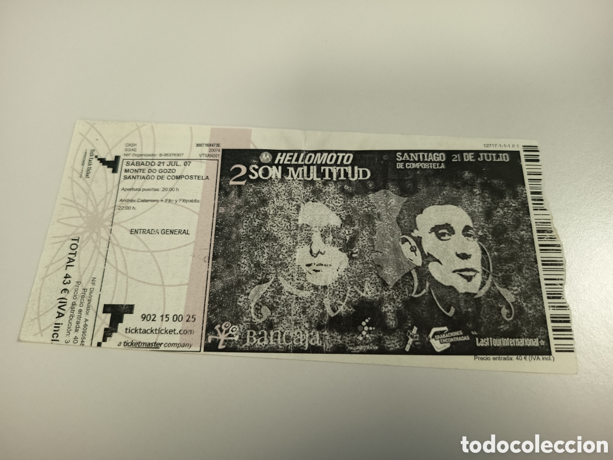 Entradas antiguas de conciertos: Entrada original concierto Andr&eacute;s Calamaro y Fito &Fitipaldis 2007 Santiago ticket biglietto billet