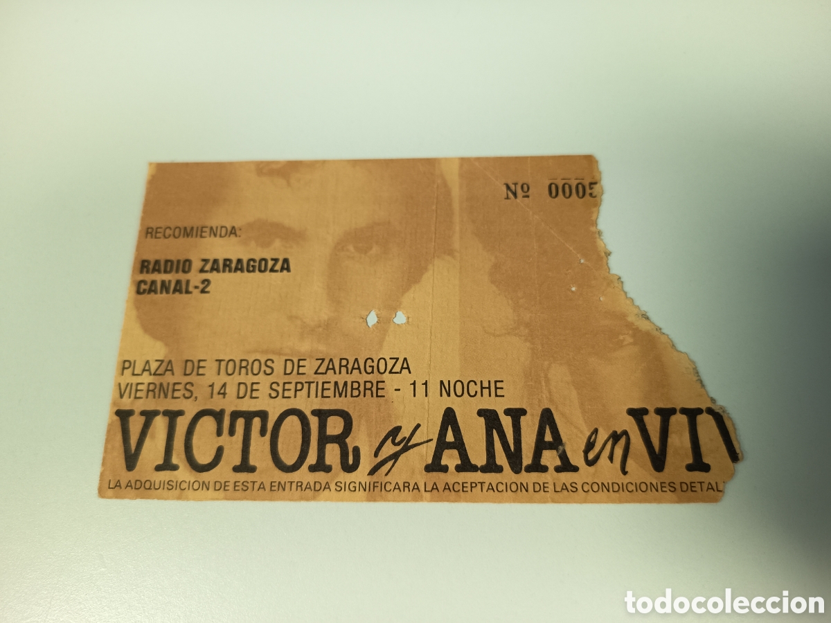 Entradas antiguas de conciertos: Entrada original concierto Ana Bel&eacute;n y V&iacute;ctor Manuel 1984 Zaragoza ticket biglietto billet