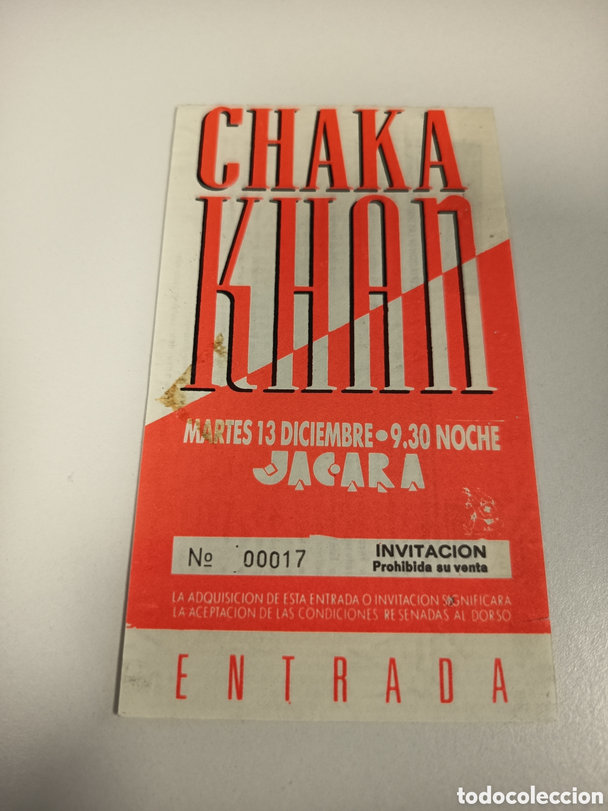 Entradas antiguas de conciertos: Entrada original concierto Chaka Khan 1988 Madrid (Espa&ntilde;a) ticket biglietto billet