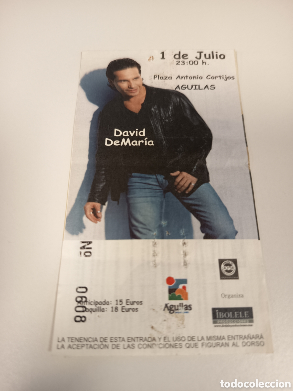 Entradas antiguas de conciertos: Entrada original concierto David DeMar&iacute;a 2004 &Aacute;guilas (Murcia) ticket biglietto billet