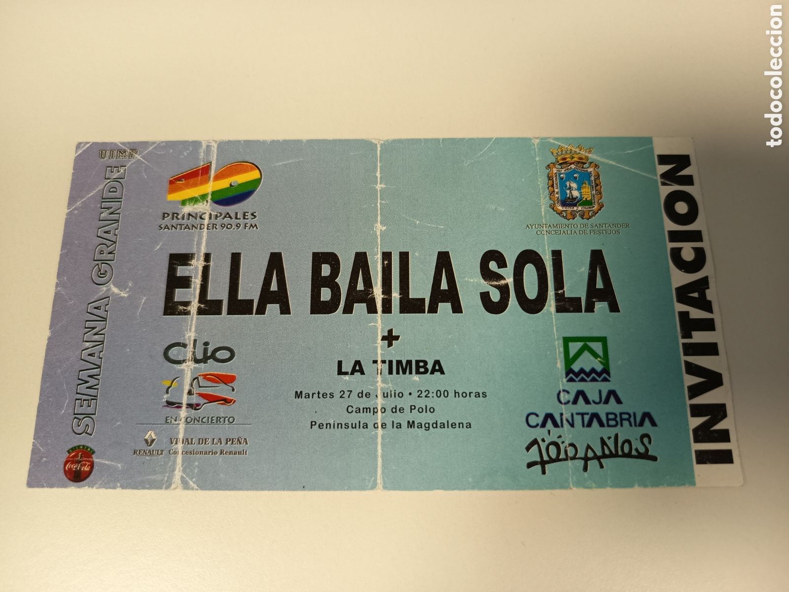 Entradas antiguas de conciertos: Entrada original concierto Ella Baila Sola 1999 Santander (Espa&ntilde;a) ticket biglietto billet