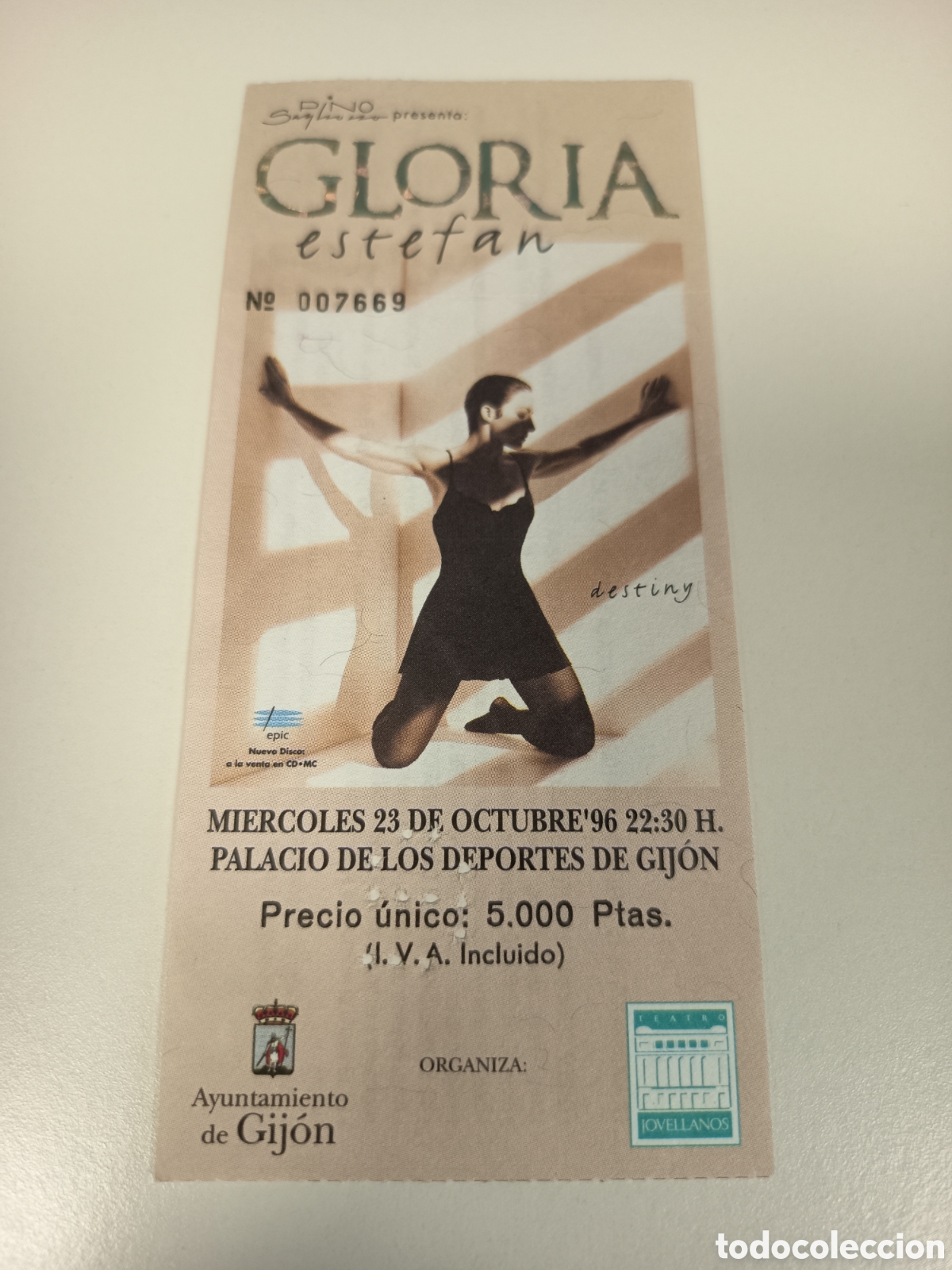 Entradas antiguas de conciertos: Entrada original concierto Gloria Estefan 1996 Gij&oacute;n (Espa&ntilde;a) ticket biglietto billet