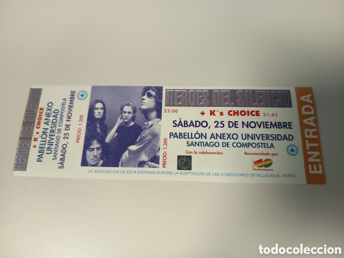 Entradas antiguas de conciertos: Entrada original concierto H&eacute;roes del Silencio 1995 Santiago de Compostela (Espa&ntilde;a) ticket biglietto