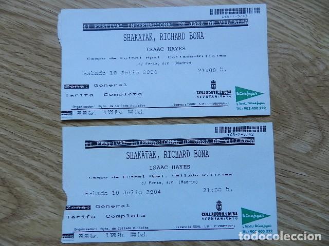 Entradas antiguas de conciertos: Lote 2 Entradas Shakatak Richard Bona Isaac Hayes II Festival Jazz de Villalba a&ntilde;o 2004