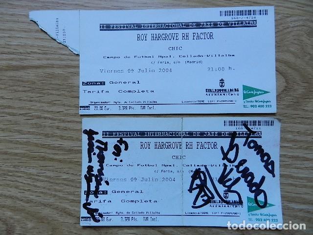 Entradas antiguas de conciertos: Lote 2 Entradas Roy Hargrove RH Factor Chic II Festival Jazz de Villalba a&ntilde;o 2004
